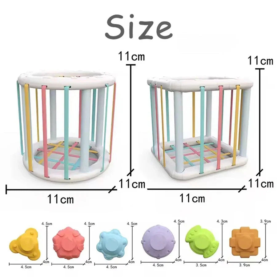 Montessori Shape Sorter Cube - Rainbow Shape Sorting Blocks Educational Toy for Toddlers & Preschoolers