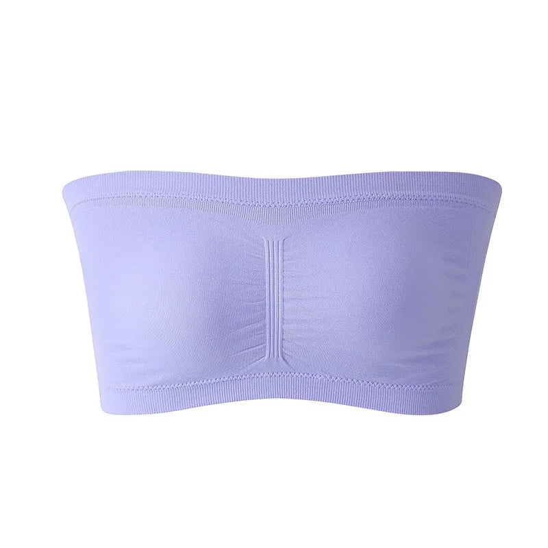 Ladies' Stretch Strapless Bra Fashion Solid Color Invisible Beauty Back Anti-slip Bra Suitable For One-Shoulder Top and Dress