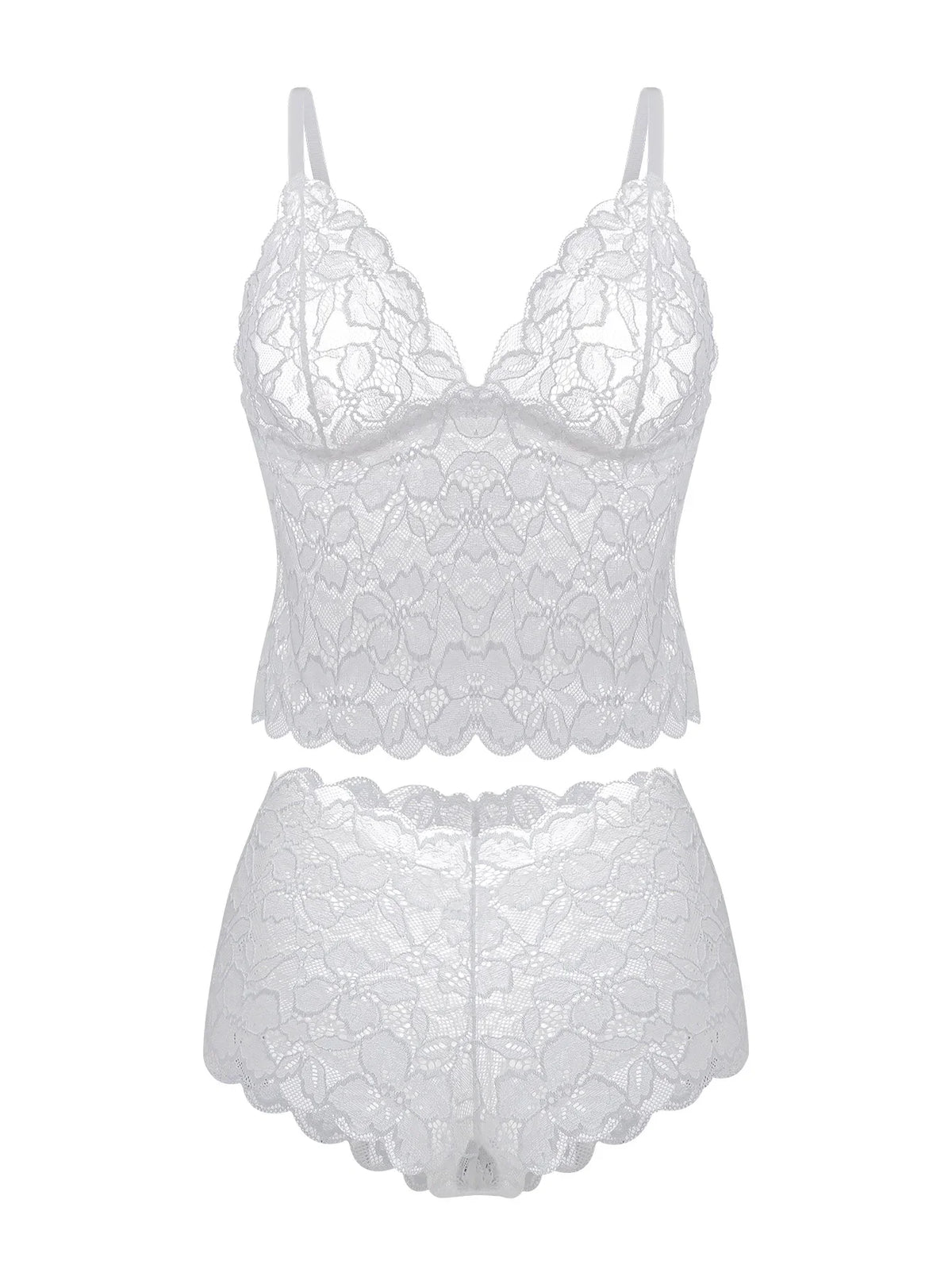 Sexy Sheer Floral Lace Bra Set for Women Wireless Unpadded Bralette and Panty Set Romantic Comfortable Underwear S-XL