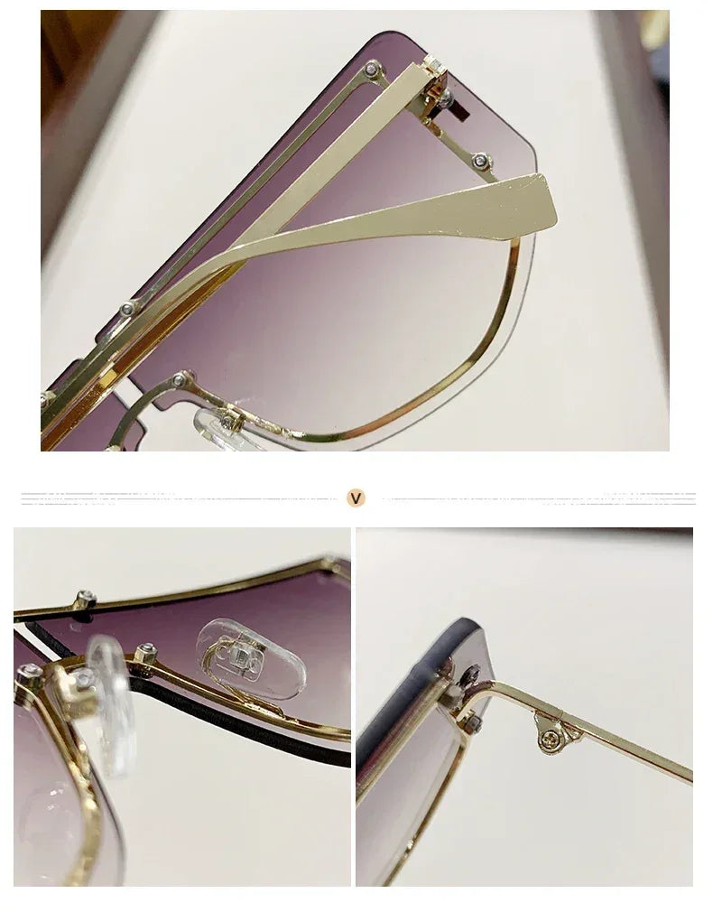 Sunglasses Integrated Frame High-end Frameless New Sunglasses Metal Polygonal Fashion Glasses 90288