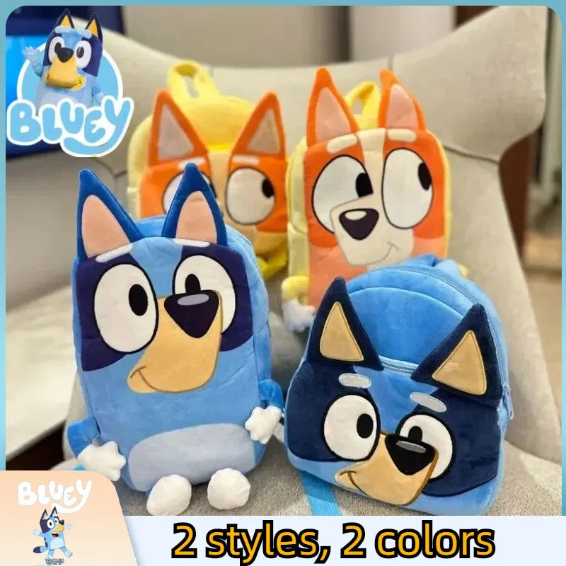 Blue Puppy Cartoon Children’s Plush Backpack – Cartoon Family Schoolbag for Picnic and Travel Gifts