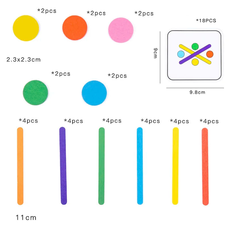 Children's Rainbow Stick Thinking Puzzle, Wooden DIY Ice Cream Stick Puzzle, Challenge Table Game, Montessori Educational Toy