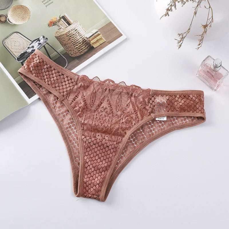 Sexy Sheer Lace Transparent Female Underwear Mesh Hook Briefs Low Waist Seamless Underpants Lingerie for Women Calzones Mujer