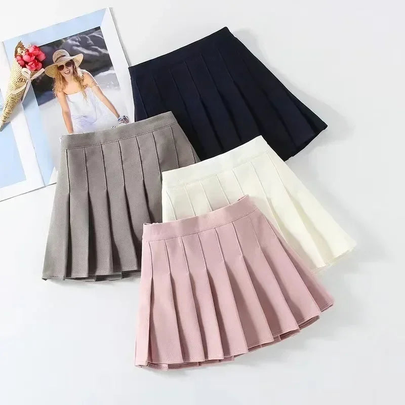 1pcs Spring Summer Girls Pleated Skirt Students Elastic A-line Skirt Kids College Style jk Skirts Childrens Fashion Short Skirts