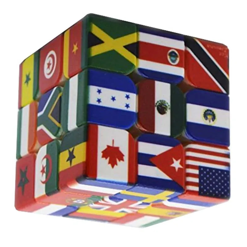 3x3x3 Magic Cube with Multi-Country Flag Elements, Educational Toy for Children, Perfect Gift