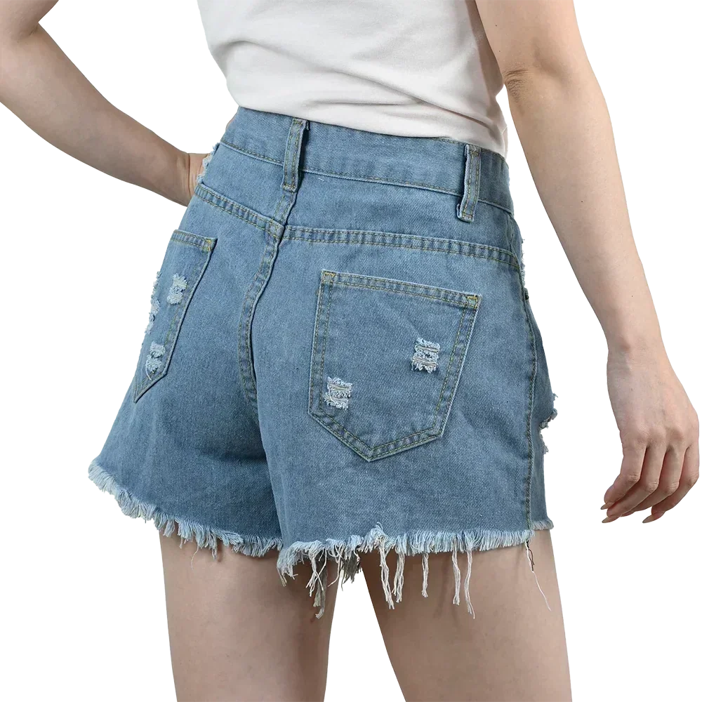 3pcs Women's High Waist Denim Shorts 2025 Summer Black Blue White Hot Pants Ripped Jeans Shorts Woman Short Trousers Streetwear