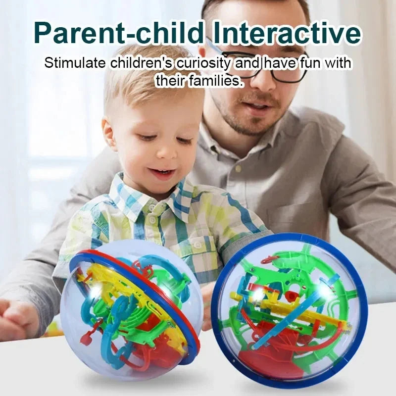 3D Maze Ball Puzzle Toy – 4.7 in (12 cm) Gravity Labyrinth Sphere, Brain-Training Maze Game for Kids & Adults