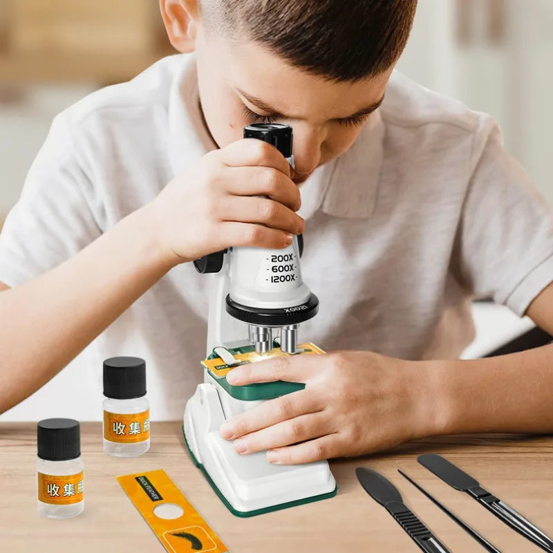 Kids Microscope Kit with LED – 200x, 600x, 1200x Biological Science Toy