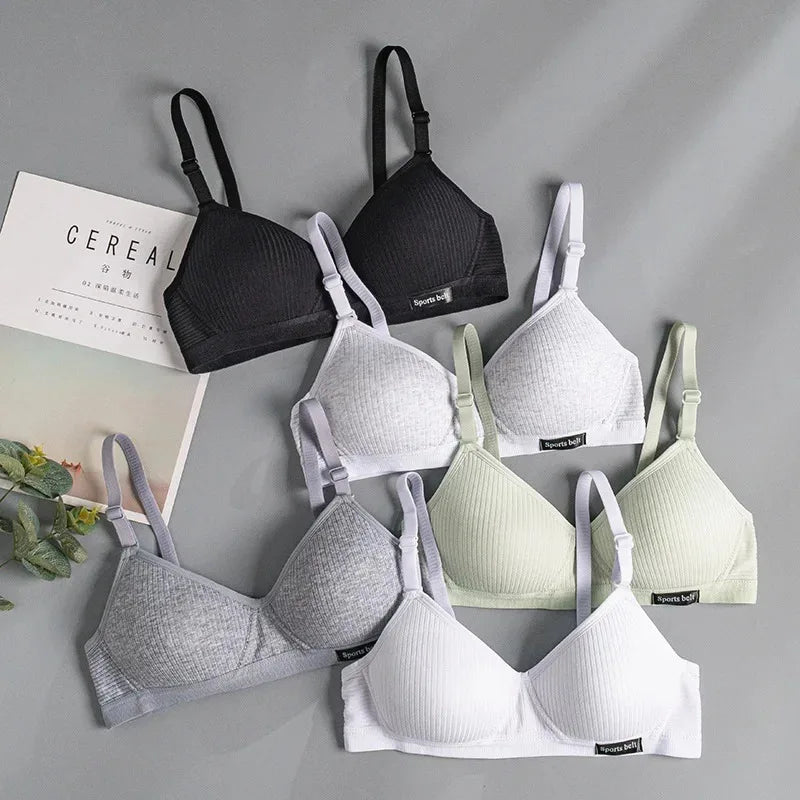 Cotton Women's AB Cup Bra Underwear Wireless Gathering Comfortable V-Bra Women's Upward Push Underwear