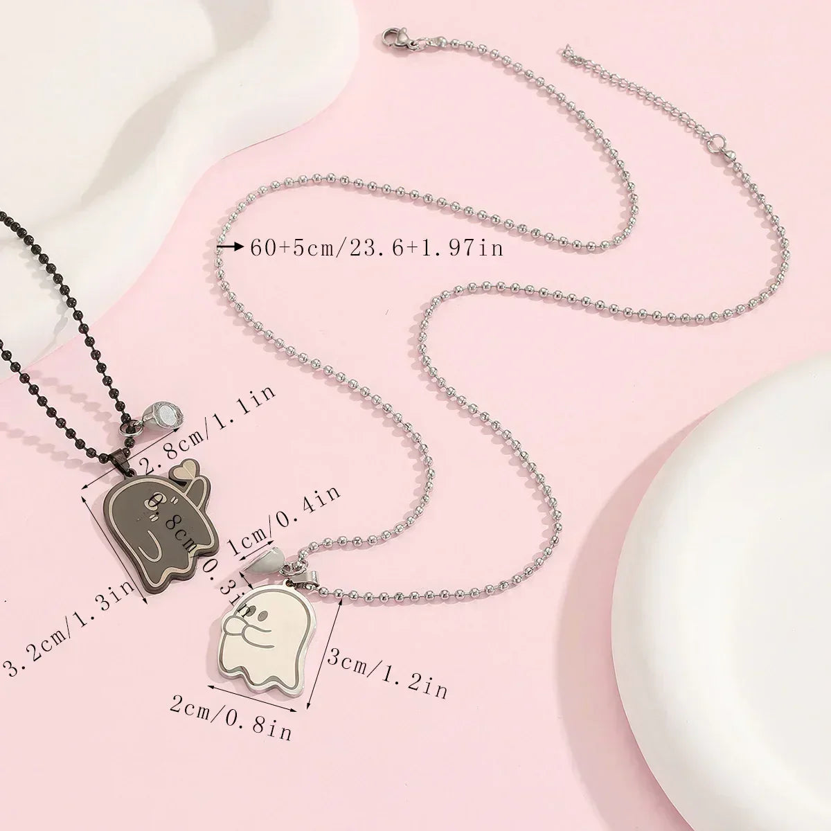 Luminous heart stainless steel simple person to send love couple necklace