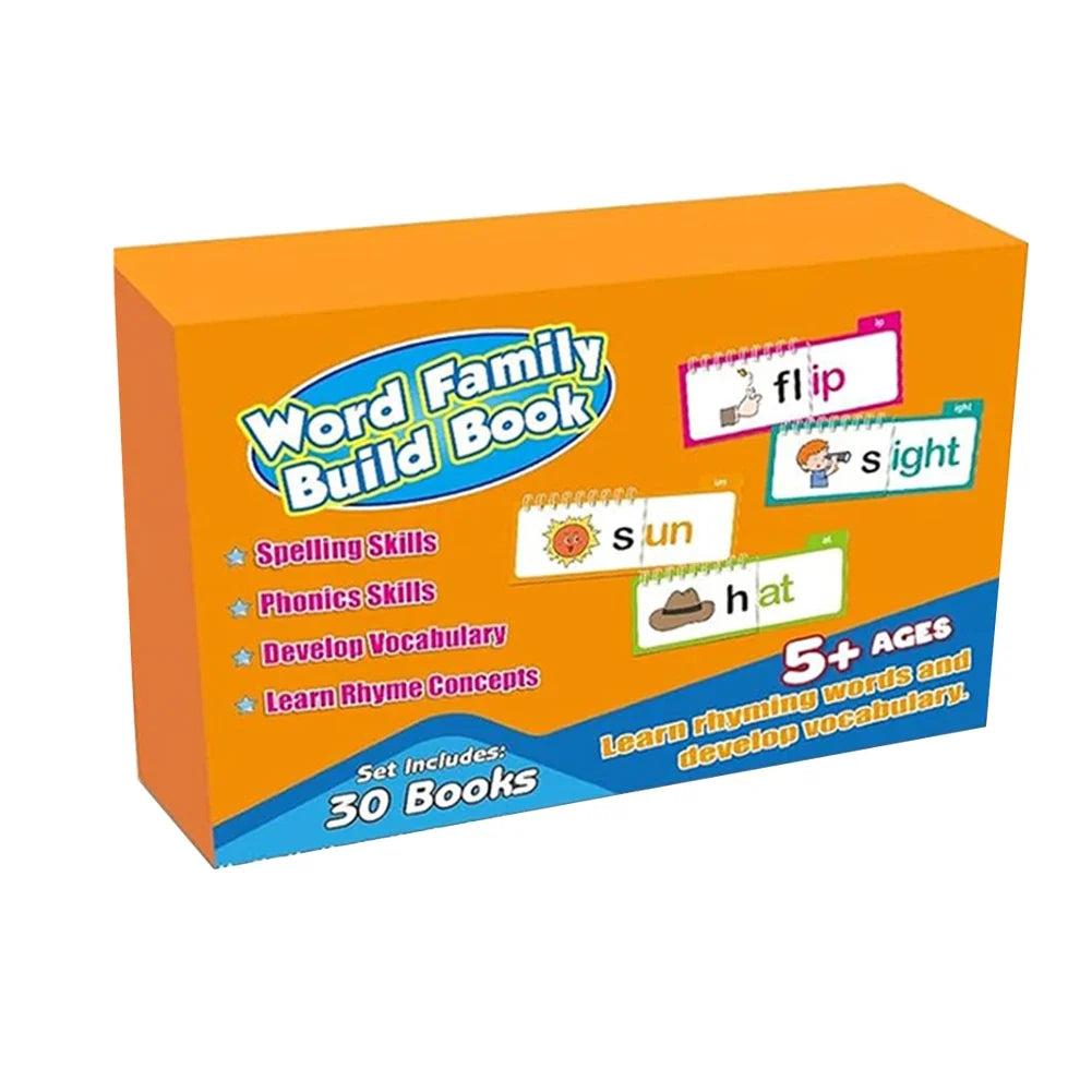 Word Family Build Book – Kindergarten Sight Word and Phonics Flash Cards Flip Activity