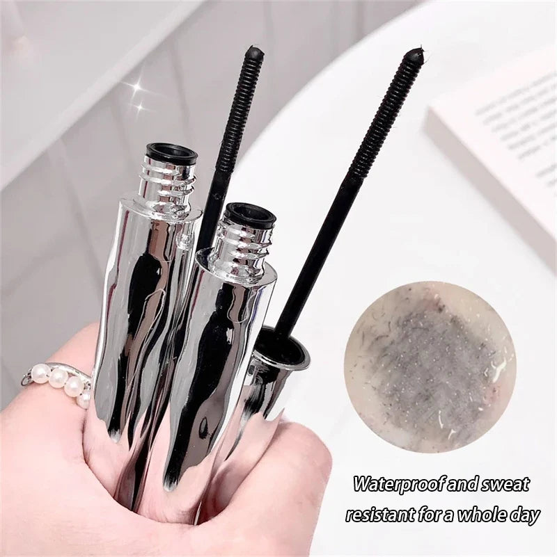 Silver Silk Fiber Matte Mascara Makeup Ultra-Fine Brush Lengthens Eyelashes Waterproof Fast Dry Eyelash Extension Mascara Makeup