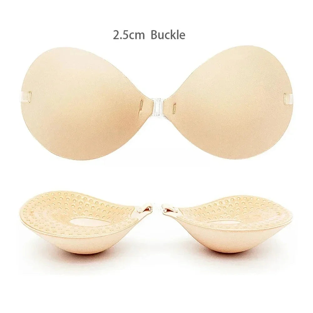 6cm Lift Silicone Adhesive Bra - Waterproof Invisible Push Up for Wedding & Backless Dresses, Natural Curve for Small Chest