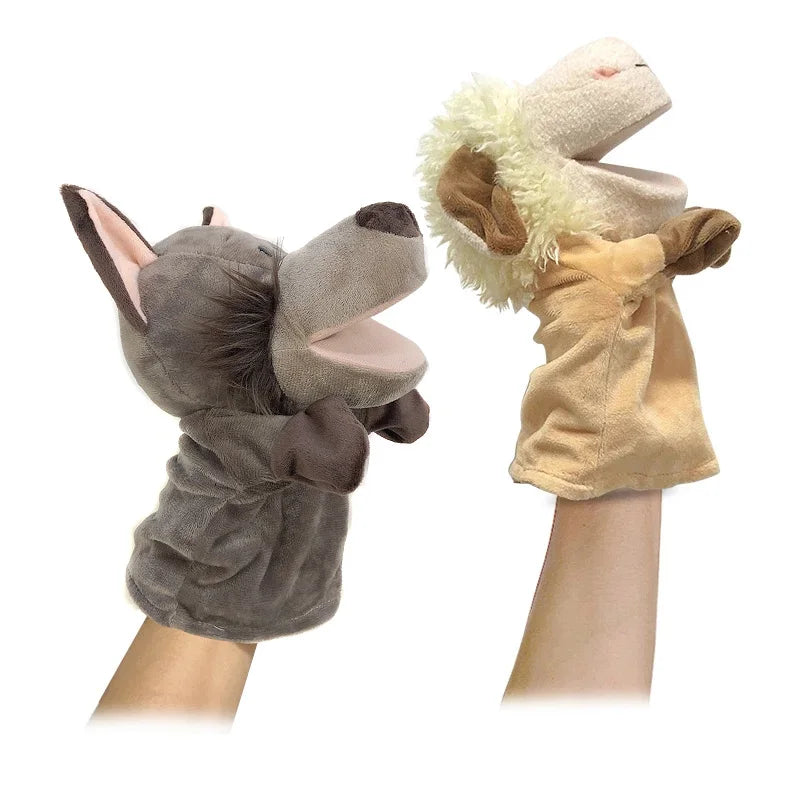 Stuffed Plush Hand and Finger Puppets, Lion Elephant Bunny Monkey Educational Toy for Kids