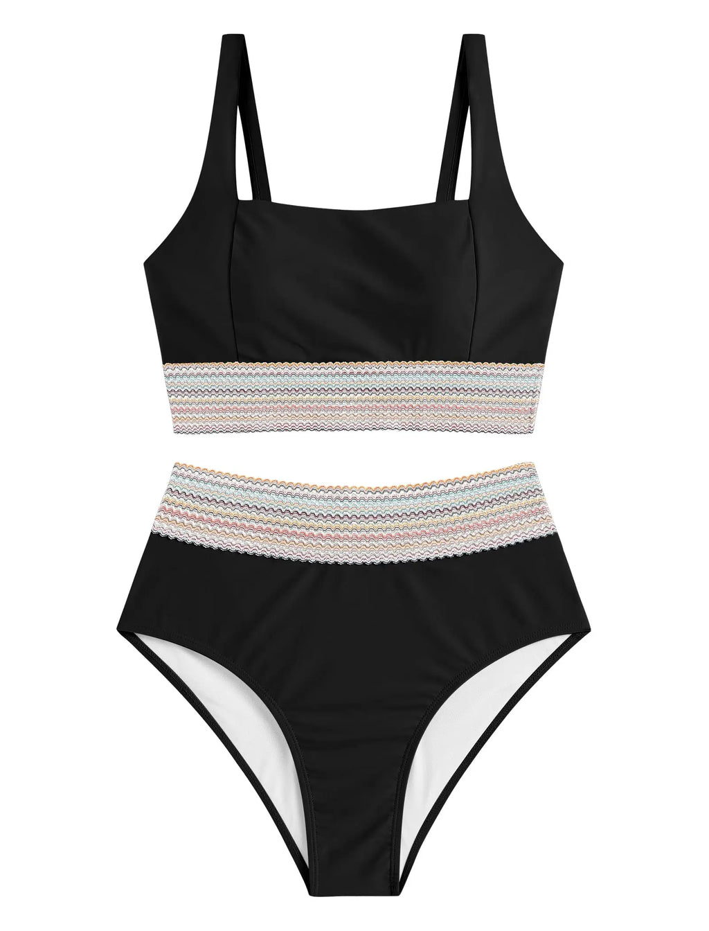 ZAFUL Women High Waisted Bikini Tummy Control Swimsuits Two Piece Swim Suits for Women 2025 Sporty Bathing Suit Swimwear