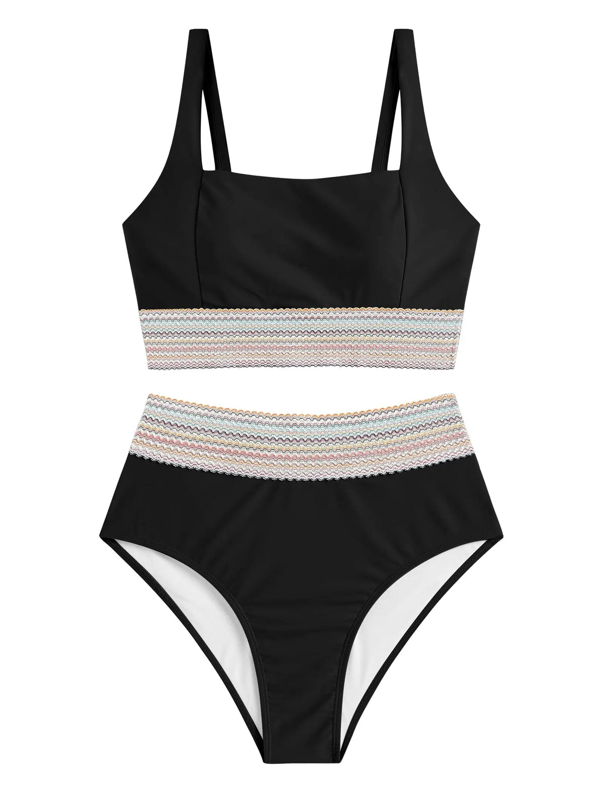 ZAFUL Women High Waisted Bikini Tummy Control Swimsuits Two Piece Swim Suits for Women 2025 Sporty Bathing Suit Swimwear
