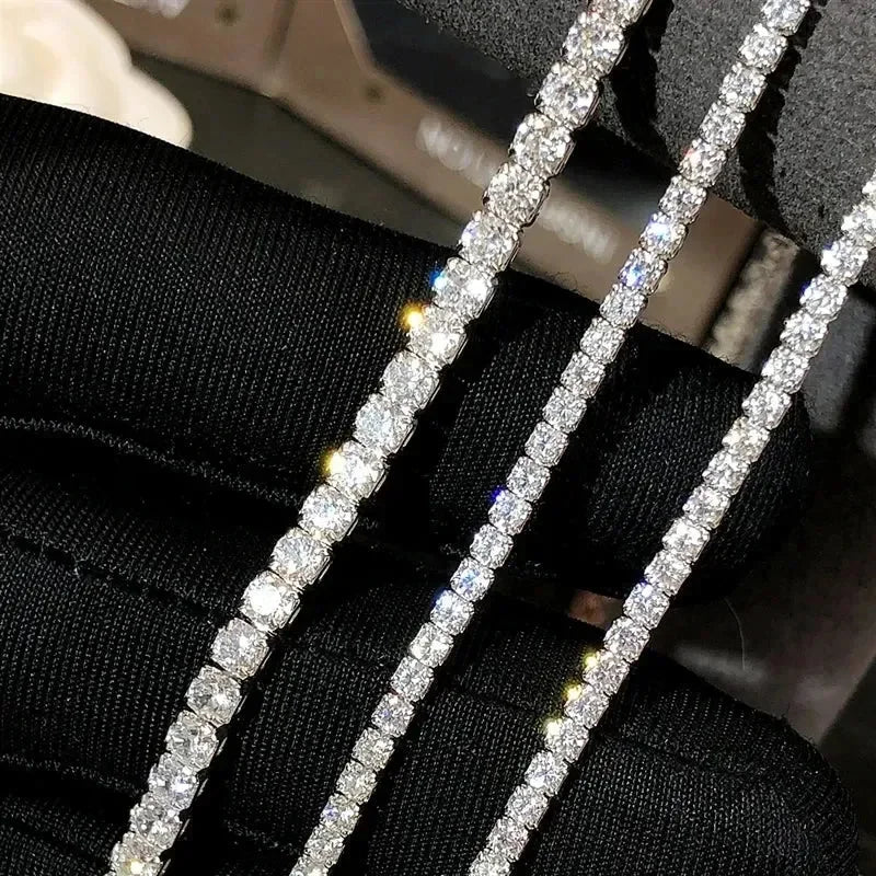 New S925 Sterling Silver Hip Hop Full CZ Choker Chain Necklace For Women Luxury Cubic AAA Zircon Short Accessories Fine Jewelry