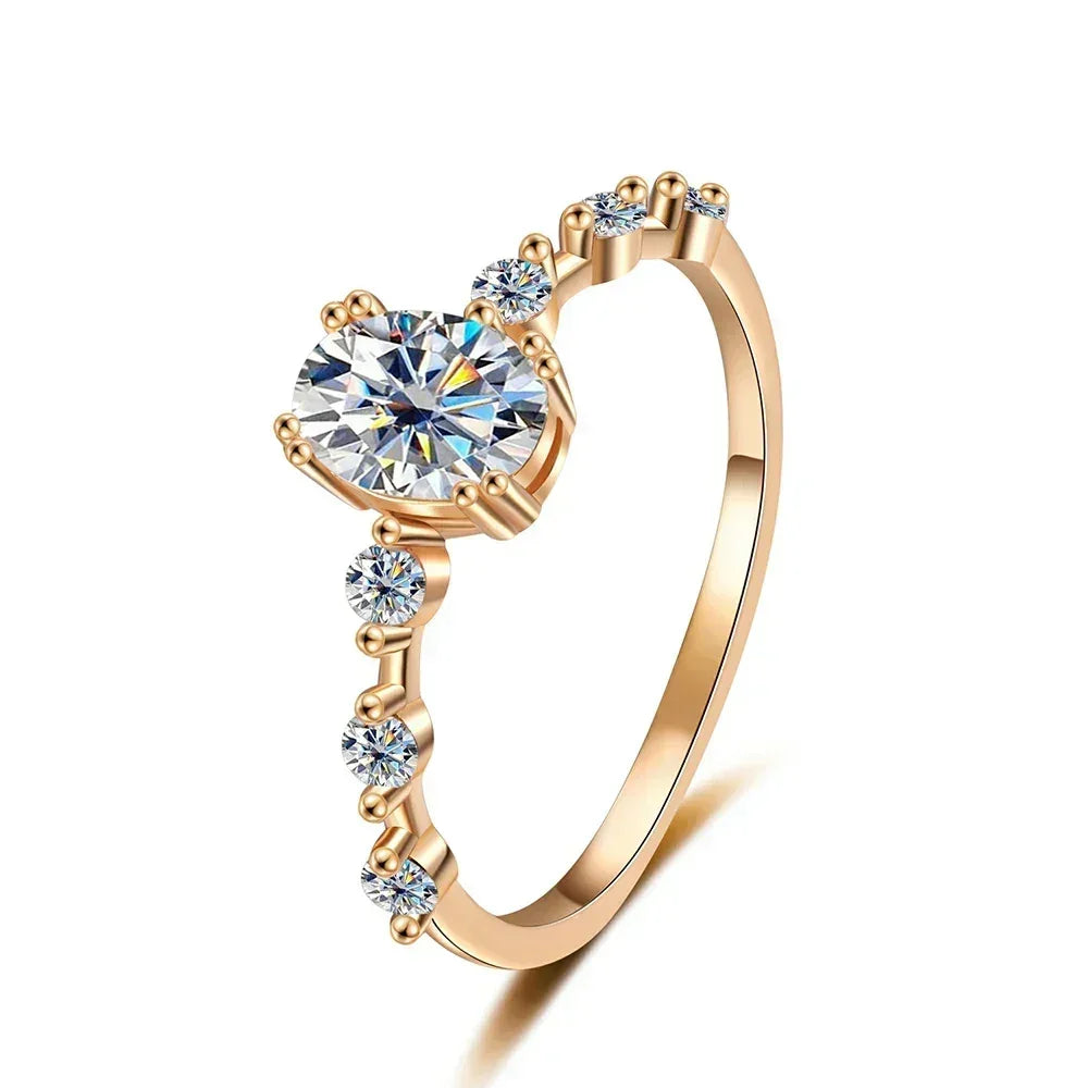 IGOTOS 1CT Oval Cut Moissanite Engagement Ring with Certificate Pass Diamond Test 925 Sterling Silver Wedding Bands Fine Jewelry