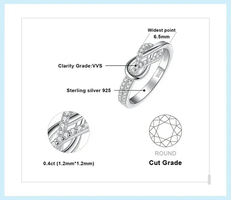 JewelryPalace New Arrival Infinity Love Knot Gemstone 925 Sterling Silver Statement Ring for Woman Fashion Classic Fine Jewelry