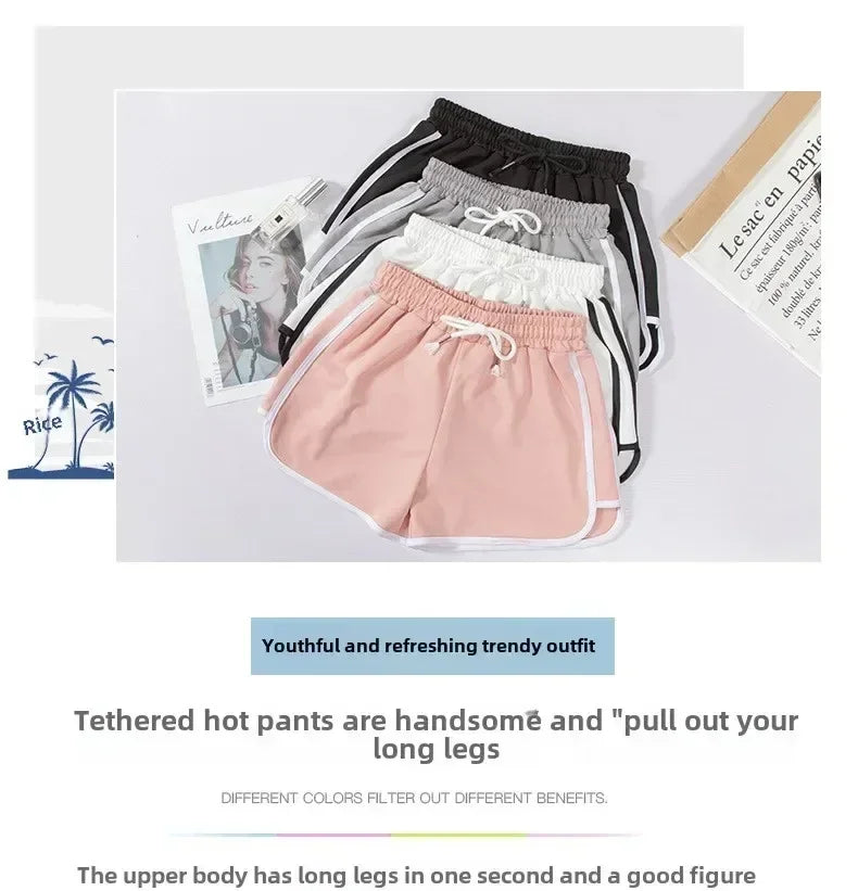 Women Striped Casual Shorts Korean Harajuku Loose All Match Sports Shorts Summer Fashion Simple Yoga Thin Mini Shorts Female