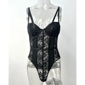 Lace Bodysuit for Women Sexy Bodies Elegant Women's Top 2025 Autumn New Solid Bodycon Ribbed Bodysuits