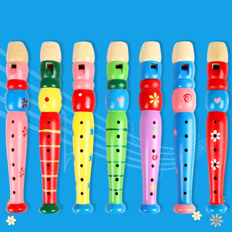 Colorful Wooden Flute Toy – Educational Musical Instrument for Kids, Trumpet Bugle Style Hooter, Fun Learning Toy for Children