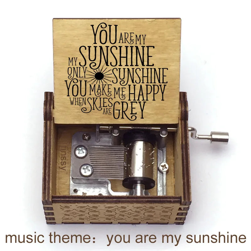 You Are My Sunshine Quote Print Wooden Music Box Birthday Party Favor Gift for Kids