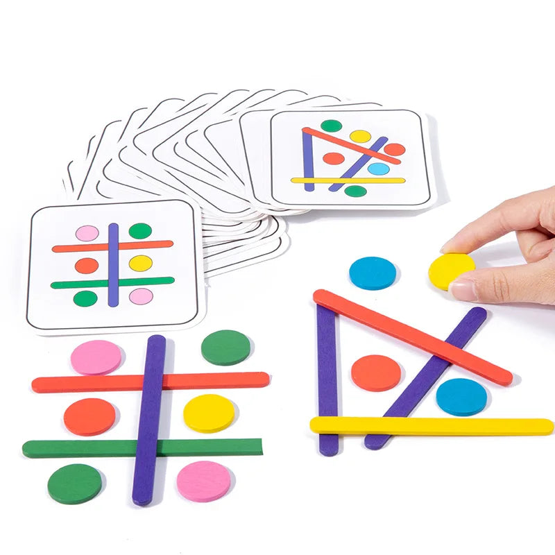 Children's Rainbow Stick Thinking Puzzle, Wooden DIY Ice Cream Stick Puzzle, Challenge Table Game, Montessori Educational Toy