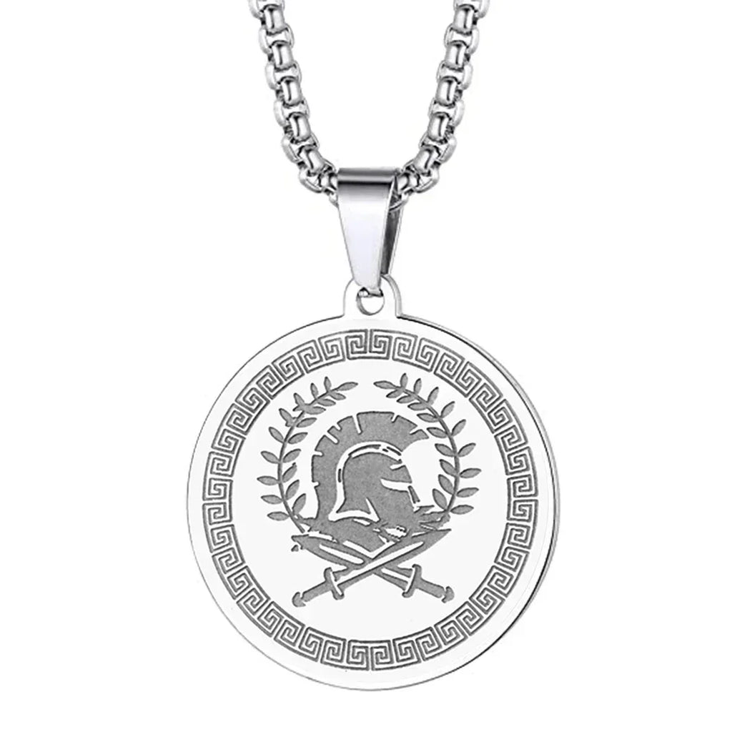 Mens Ancient Greek God Spartan Warrior Pendant Gladiator Necklace Women Mythology Spartan Helmet Charm Neck Chain Amulet Jewelry