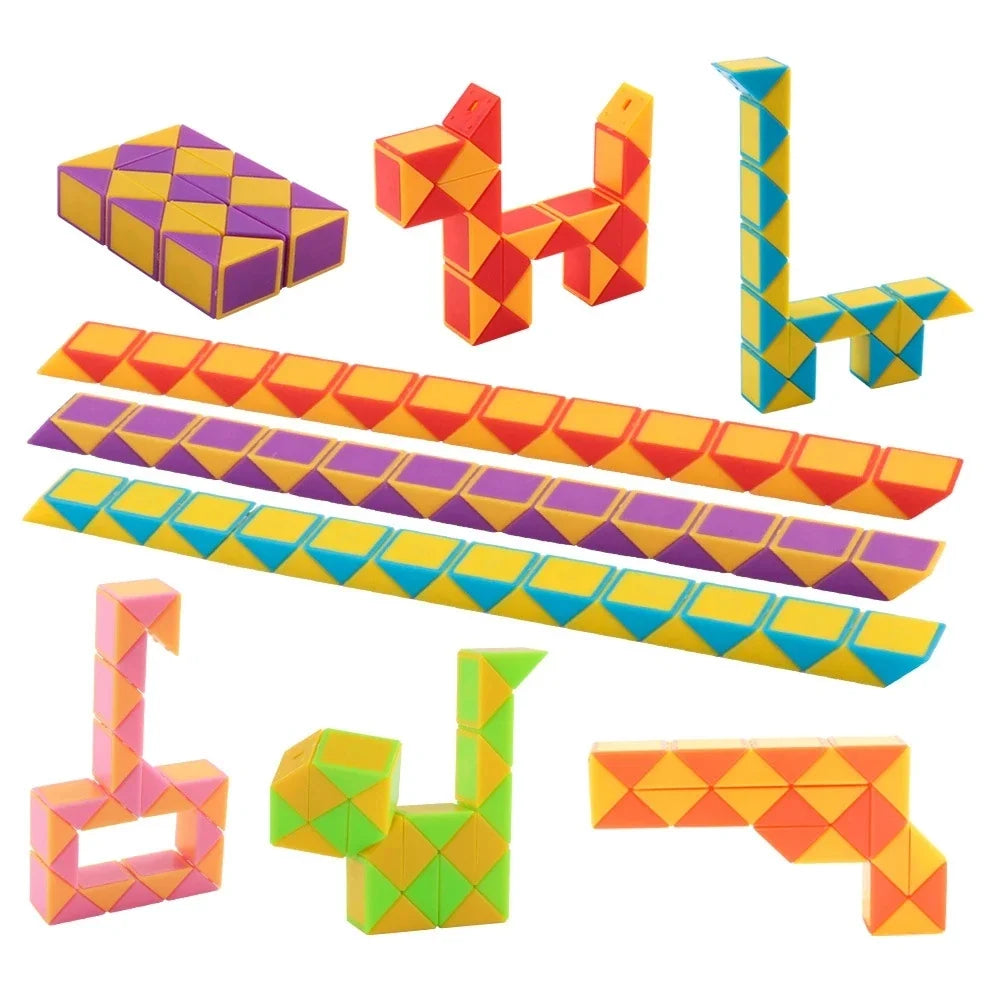 6pcs Folding Magic Snake Ruler Puzzle, Antistress Cube, Educational Toy for Kids, Birthday Party Favors, Goodie Bags, School Reward