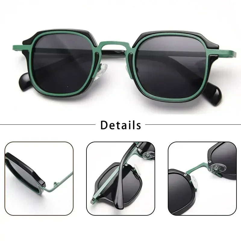 Caterside Punk Retro Polarized Sunglasses Men Mental Fashion Square Sun Glasses Women Outdoor Travel Driving Eyewear UV400
