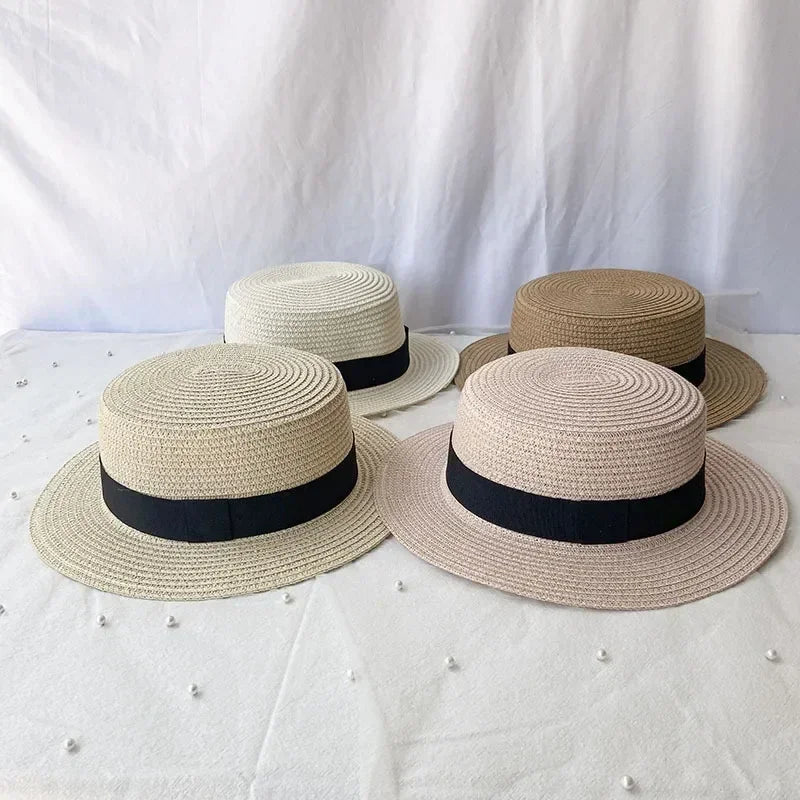 Korean Summer Men's and Women's Top Hats Straw Hats Sunshade Sunscreen Hats Beach Vacation Travel Hat