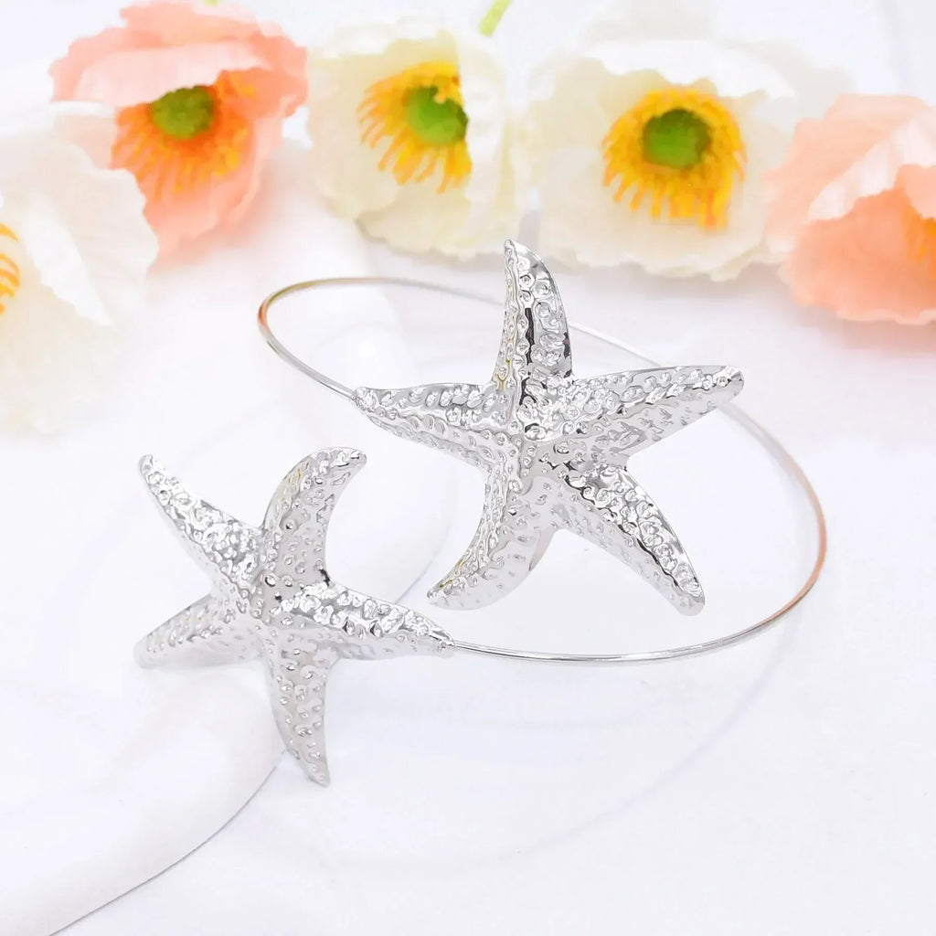 New Fashion Golden Alloy 2 Starfish Arm Bracelet for Women  Summer Beach \Dance Party Cuff Bracelets Jewlery Accessories Gifts