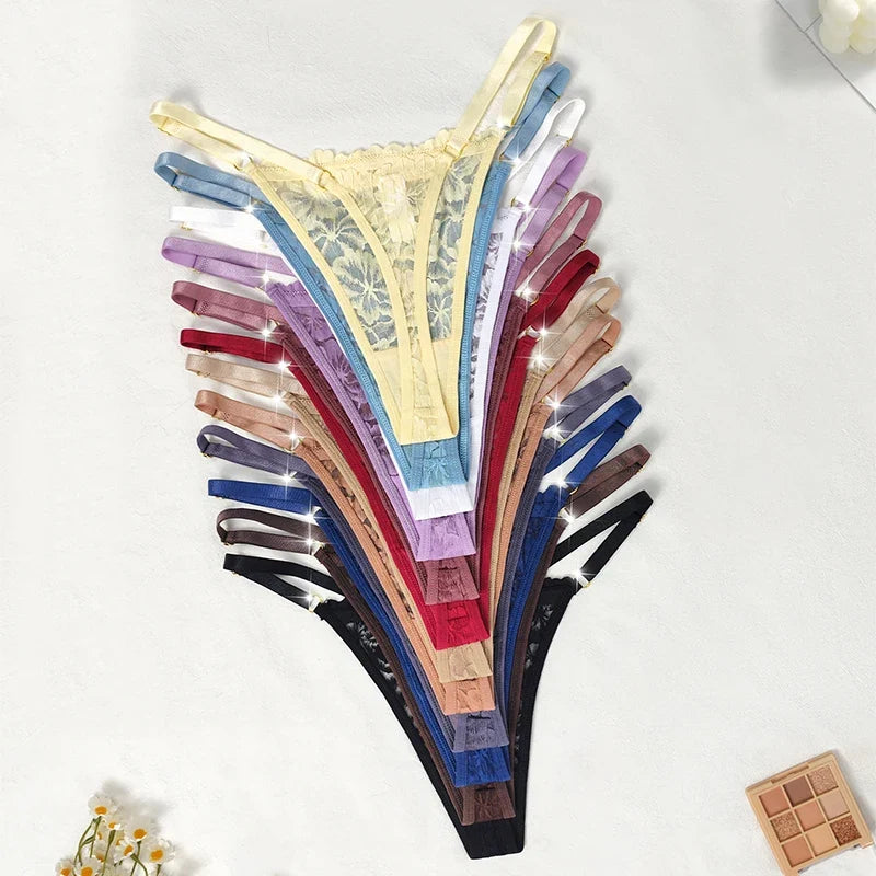 12pcs/Set Low Rise Sexy Women's G-string Breathable Comfortable Female Lingerie Erotic Elegant Lady Thongs Underwear Panties