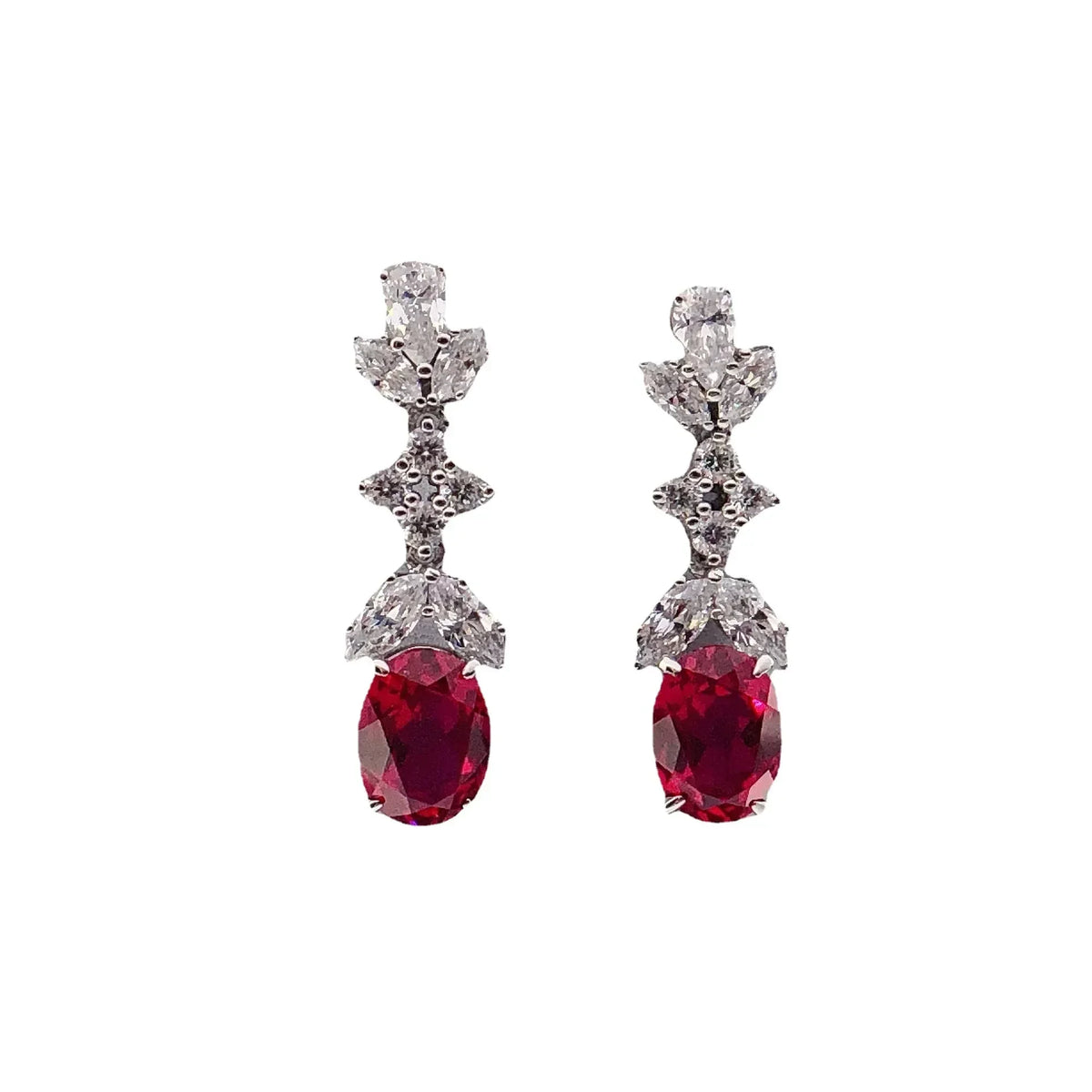 Women Marquise Pave with Oval Drop Earrings 1.5ct Moissanite PT950 Platinum - PT950 Dual-Shape Crafted, Marquise + Oval