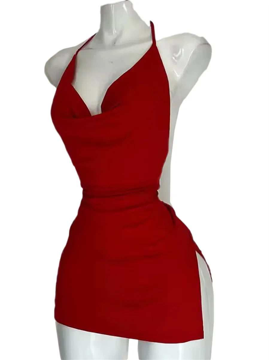 V Neck Backless Sundress | Sexy Lace Up Beach Dress -femstylo