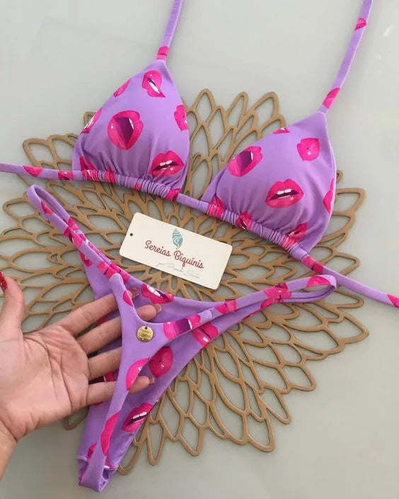 2025 New Sexy Prints Mciro Bikini Set Women Holiday Swimsuit Lace-up Swimwear 2 Piece Set Backless Biquine Brasileiro Beachwear
