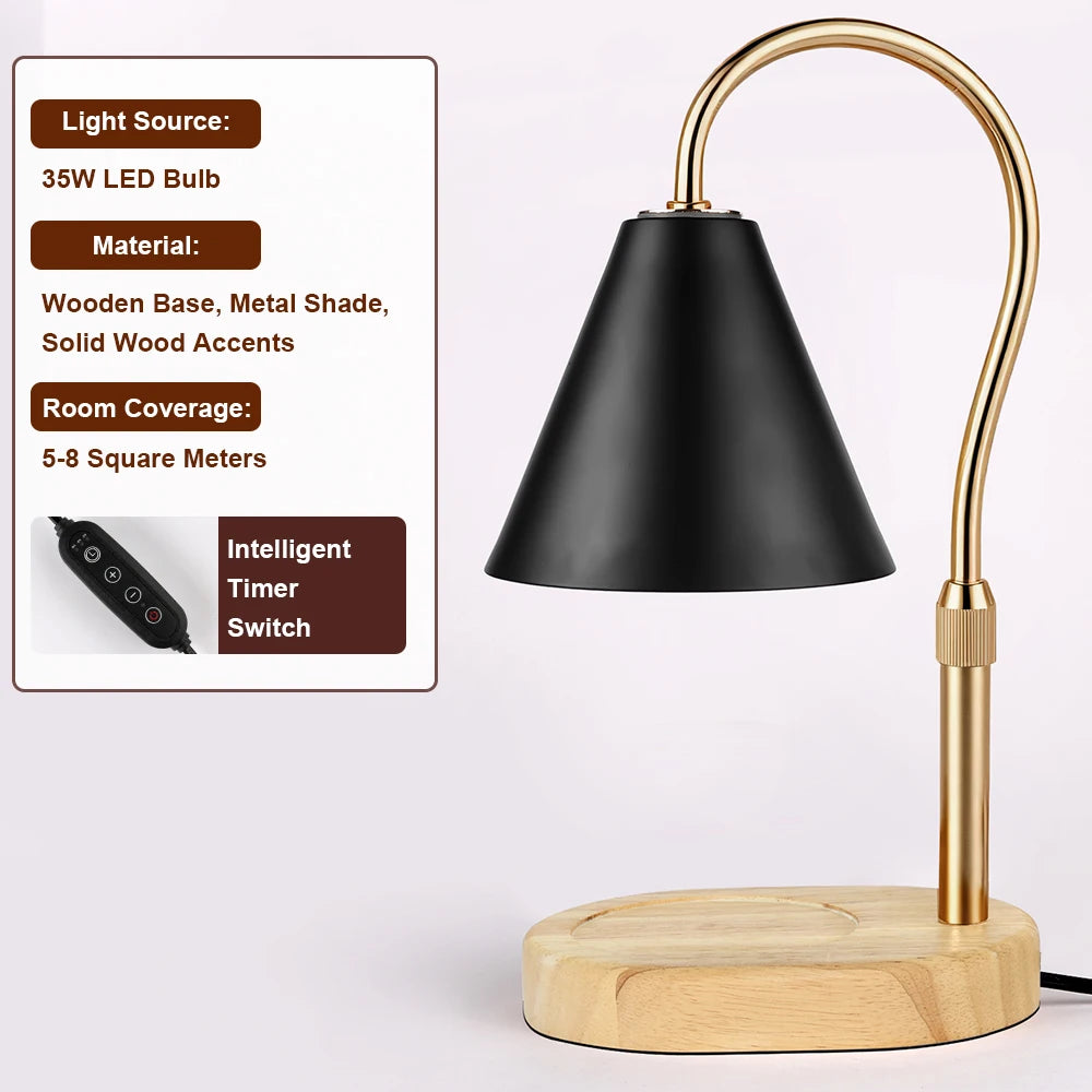 Dimmable Candle Warmer Lamp with Timer, Adjustable Height
