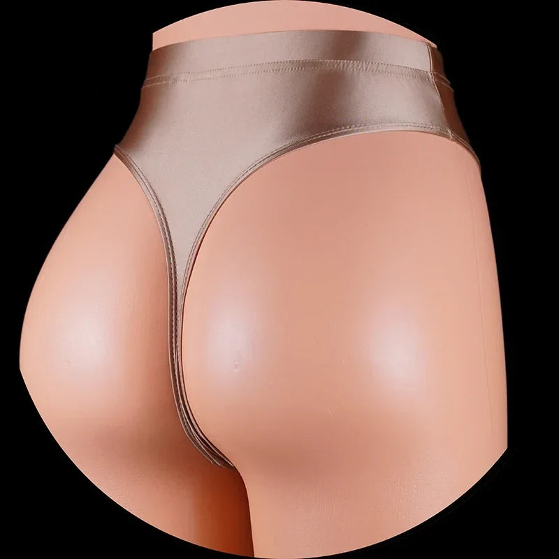 Japan Style Women Sexy thongs Shiny Smooth High Waist G-string Sexy T-Back lingerie Thong UnderWear Satin Glossy Femme Tight