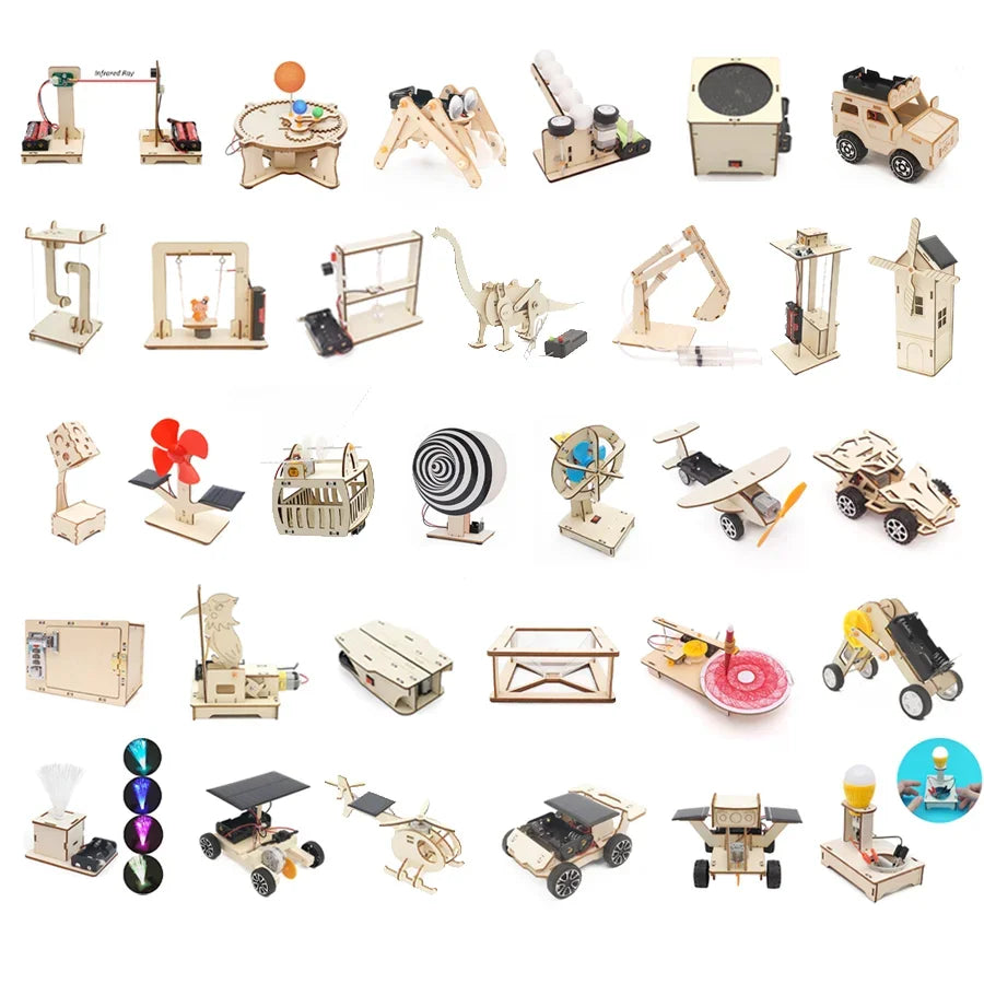 DIY Wooden STEM Kit for Teens - Buildable Dinosaur & Car Model Educational Science Puzzle (Ages 14+)