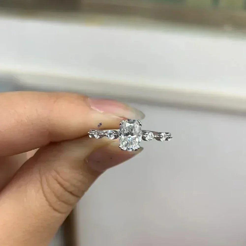 IGOTOS 1CT Oval Cut Moissanite Engagement Ring with Certificate Pass Diamond Test 925 Sterling Silver Wedding Bands Fine Jewelry