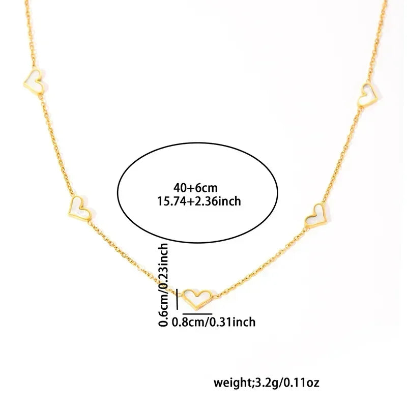 ANENJERY 316L Stainless Steel Heart Shell Necklace Bracelet Earrings For Women Girls Simple Fashion Jewelry Set Gifts Wholesale