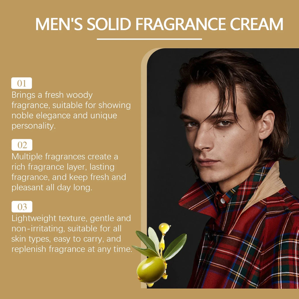 3Scents Men's Solid Cologne Lasting Fresh Cologne Pheromones Fragrance Men Deodorant Portable Woody Scent Solid Fragrance Balm