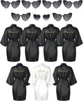 7 Pcs Bride Bridesmaid Robe Sets for Wedding Bridal Party Satin Robes Maid of Honor Robe with Heart Shaped Sunglasses