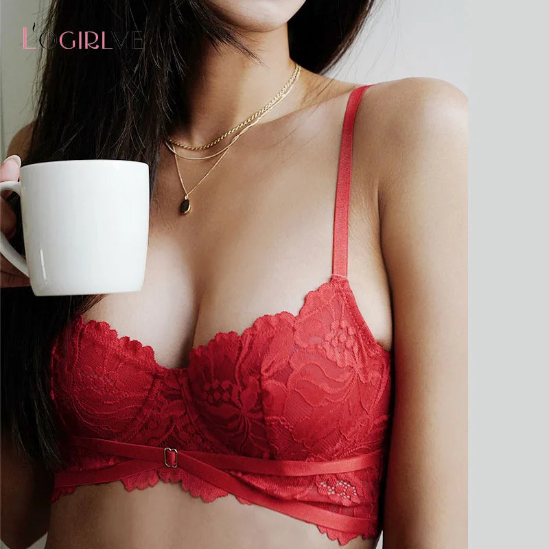 Logirlve Ultra-thin Bra Set Lingerie Push Up Brassiere Embroidery Lace Underwear Set Sexy Straps Panties For Women underwear