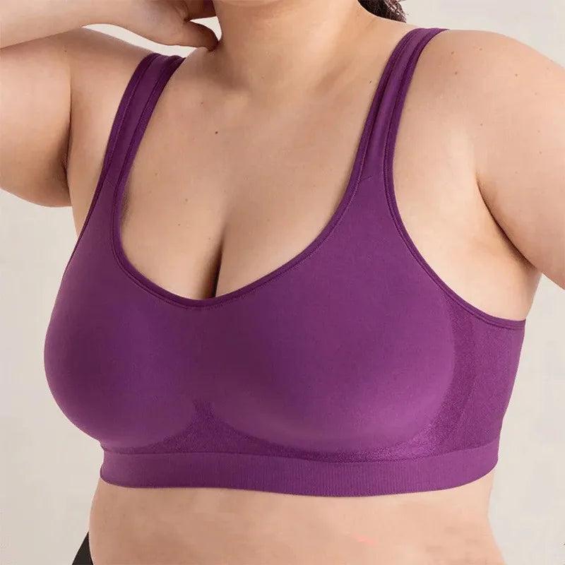 Women Daily Comfort Wireless Shaper Bra Sexy Bright Silk Decoration Lingerie Female Removable Pad Underwear S-4XL C06