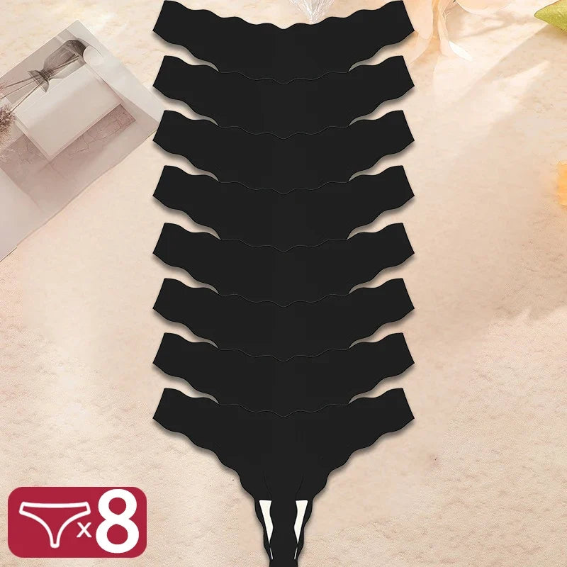 8Pcs Sexy Lingerie Women's Seamless Panties Ice Silk G-String Female Underpanties For Women Elasticity Thongs Secret G-String