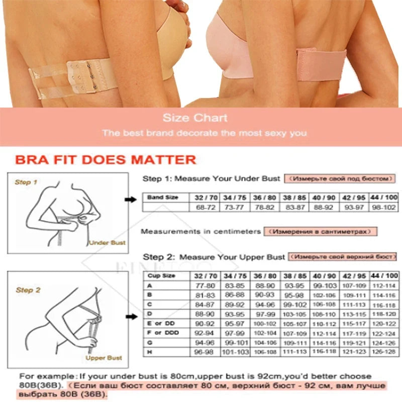 FINETOO Front Closure Sexy Push Up Bra Women Invisible Bras Underwear Lingerie For Female Brassiere Strapless Seamless Bralette