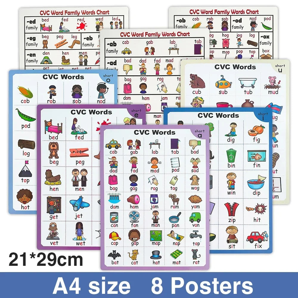 English CVC Words Phonics Workbook – Language Arts Skills Book for Kids (2 Books)