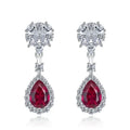 Huitan Brilliant Red CZ Drop Earrings for Women Gorgeous Attractive Creative Accessories for Engagement Charming Wedding Jewelry